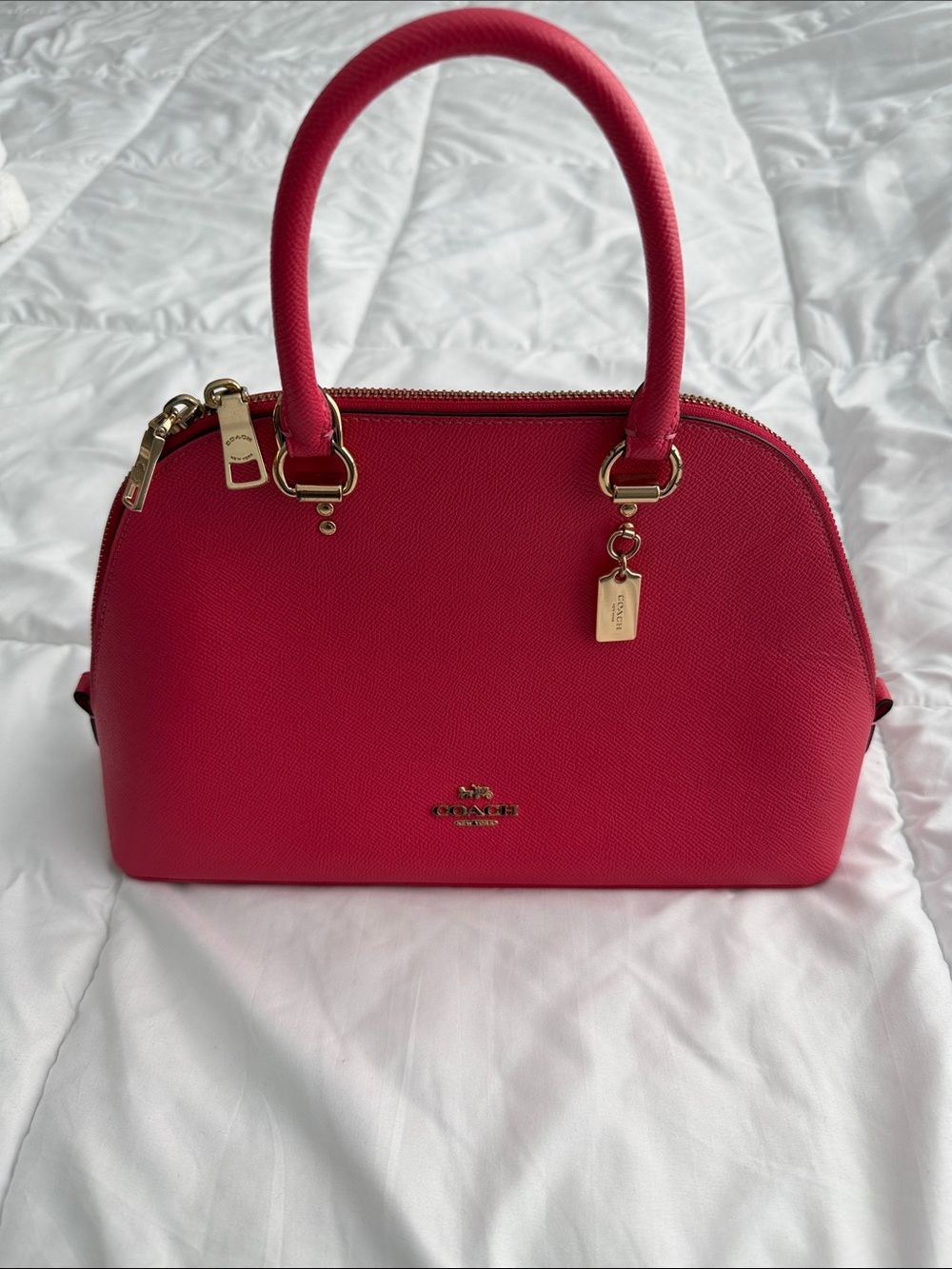 Coach Hot Pink Dome Satchel with Gold Hardware - Picture 2 of 4